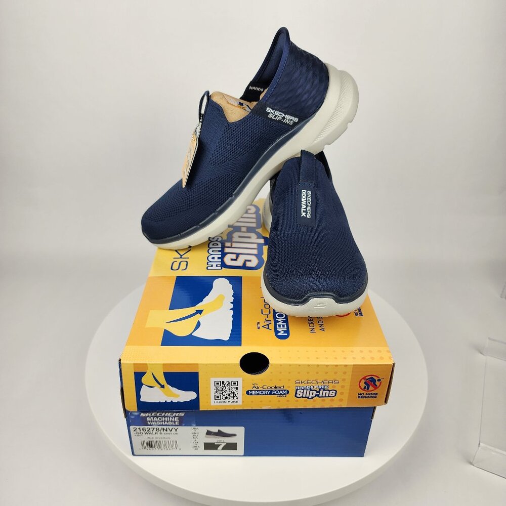Skechers Men's GOwalk 6 Slip-Ins Hands-Free Slip-On Sneakers | Navy Size 7